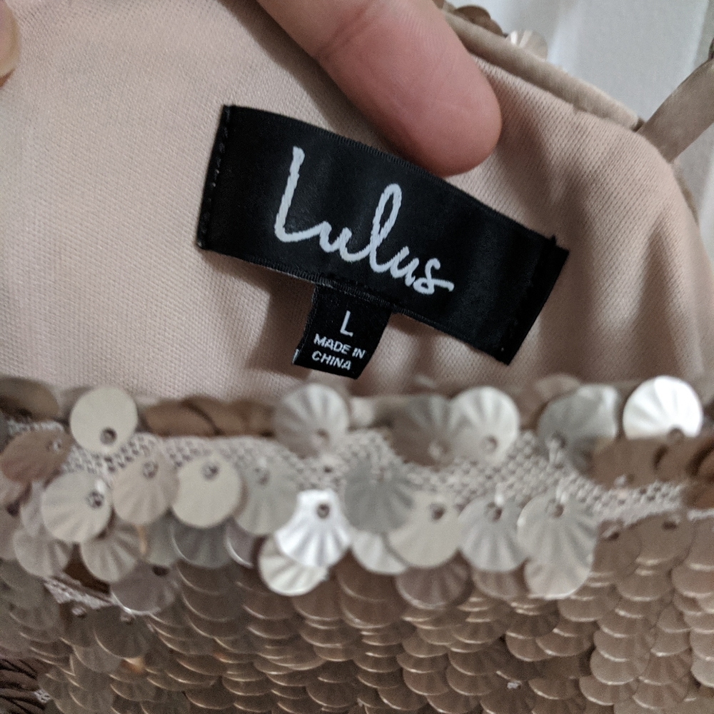 Lulu's Top of the Hour Rose Gold Sequin Mini Dress - Picture 4 of 5